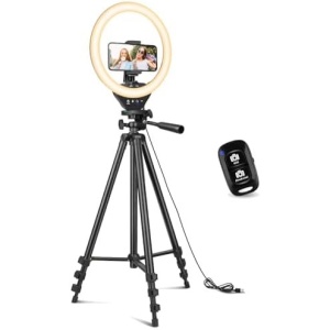 Sensyne 10'' Ring Light with 50'' Extendable Tripod Stand, LED Circle Lights